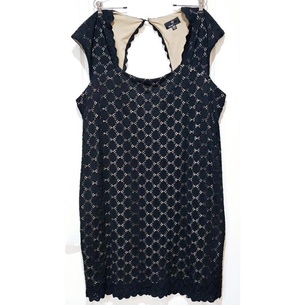 Ronni Nicole Elegant Lace shift Dress with Scalloped Hem.